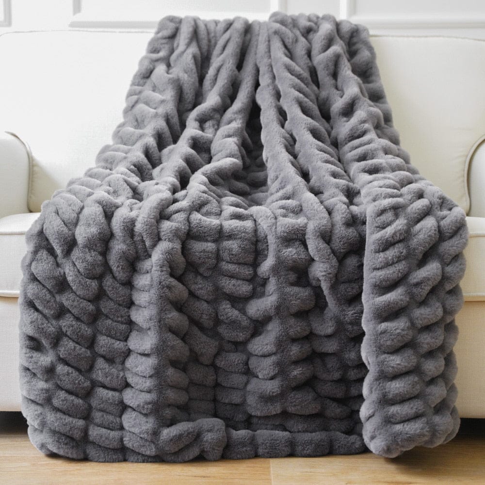Plaid en Fausse Fourrure Grise Luxe Gris / 125x150 cm