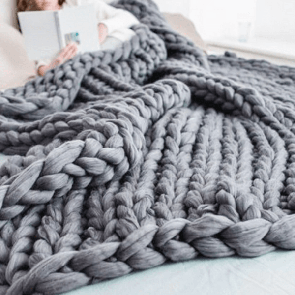 Plaid Grosse Maille Gris Clair - Collection Cosy Home Gris Clair / 100x100 cm