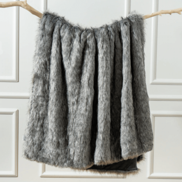 Plaid en Fausse Fourrure Luxe Gris Gris Clair / 125x150 cm