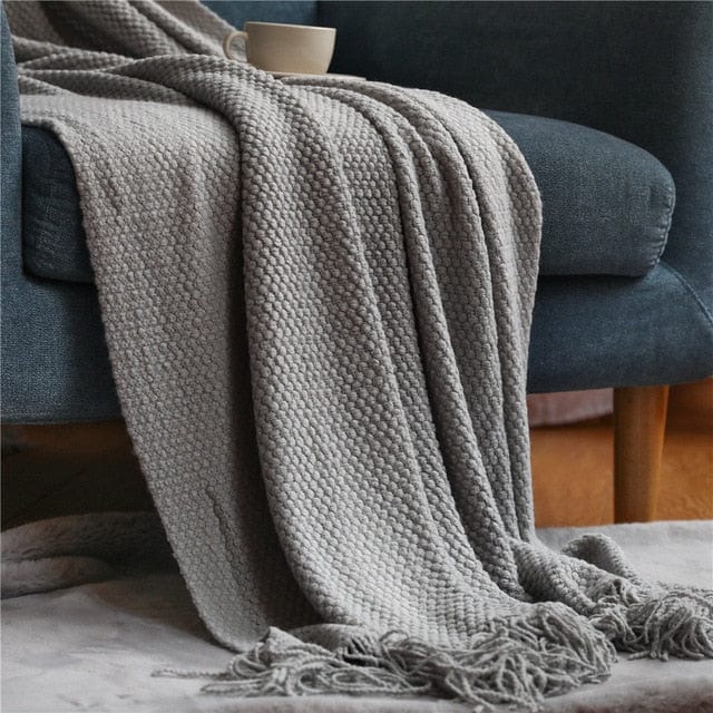 Plaid en Laine Pure Gris Clair / 125x170 cm