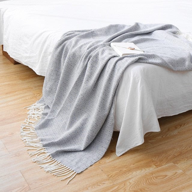 Plaid en Grosse Laine Grise Gris Clair / Taille M - 130x170 cm