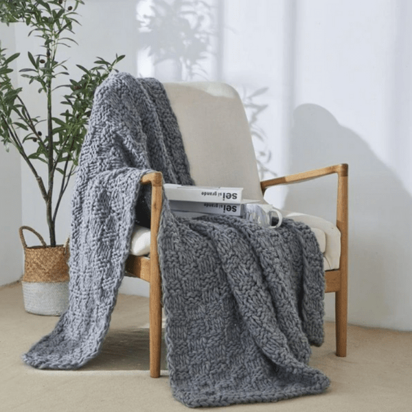 Plaid Laine Irlandais Gris - Collection Luxe Gris Foncé / 120x150 cm