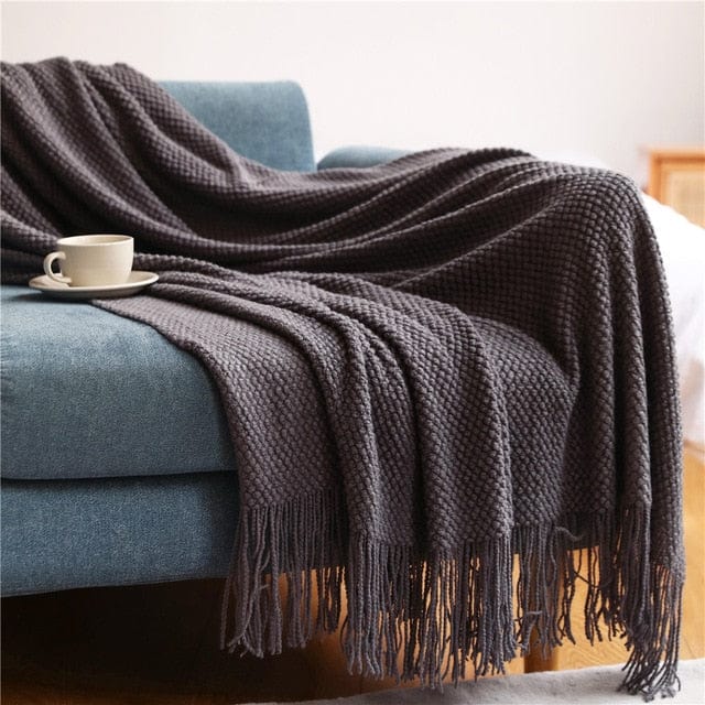 Plaid en Laine Pure Gris Foncé / 125x170 cm