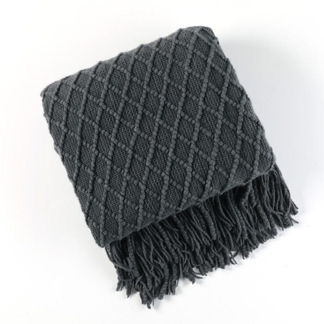 Plaid Scandinave de Luxe et Moelleux Gris Foncé / 125x170 cm