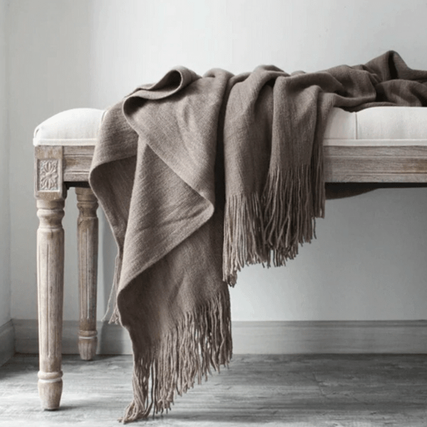 Plaid Laine Alpaga Luxe Gris Marron Gris Marron / 130x150 cm