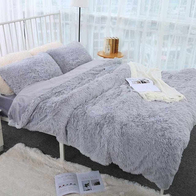 Plaid Doux en Fausse Fourrure Luxueuse Gris / Taille M - 130x160 cm