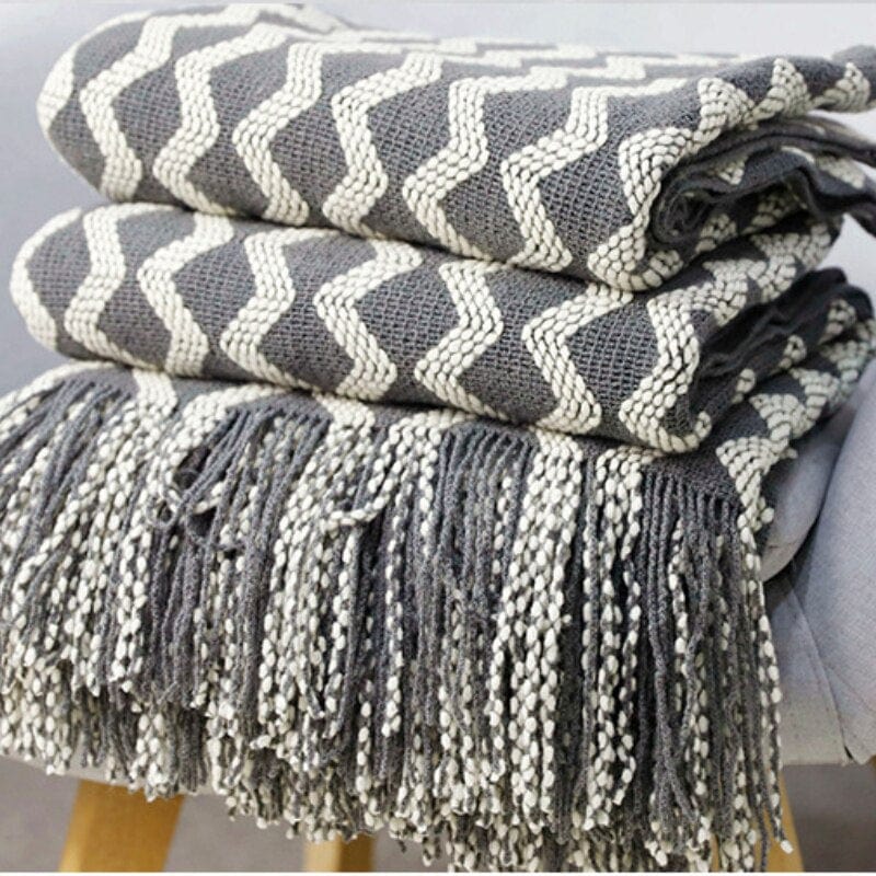 Plaid Nordique en Gris Gris / Taille M - 130x170 cm