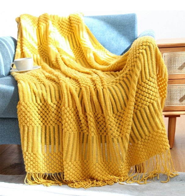 Plaid Laine XXL Jaune - Collection Luxe Jaune / 125x170 cm
