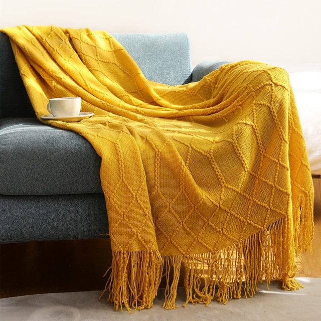 Plaid Scandinave Jaune - Collection Nordik Jaune / 125x170 cm