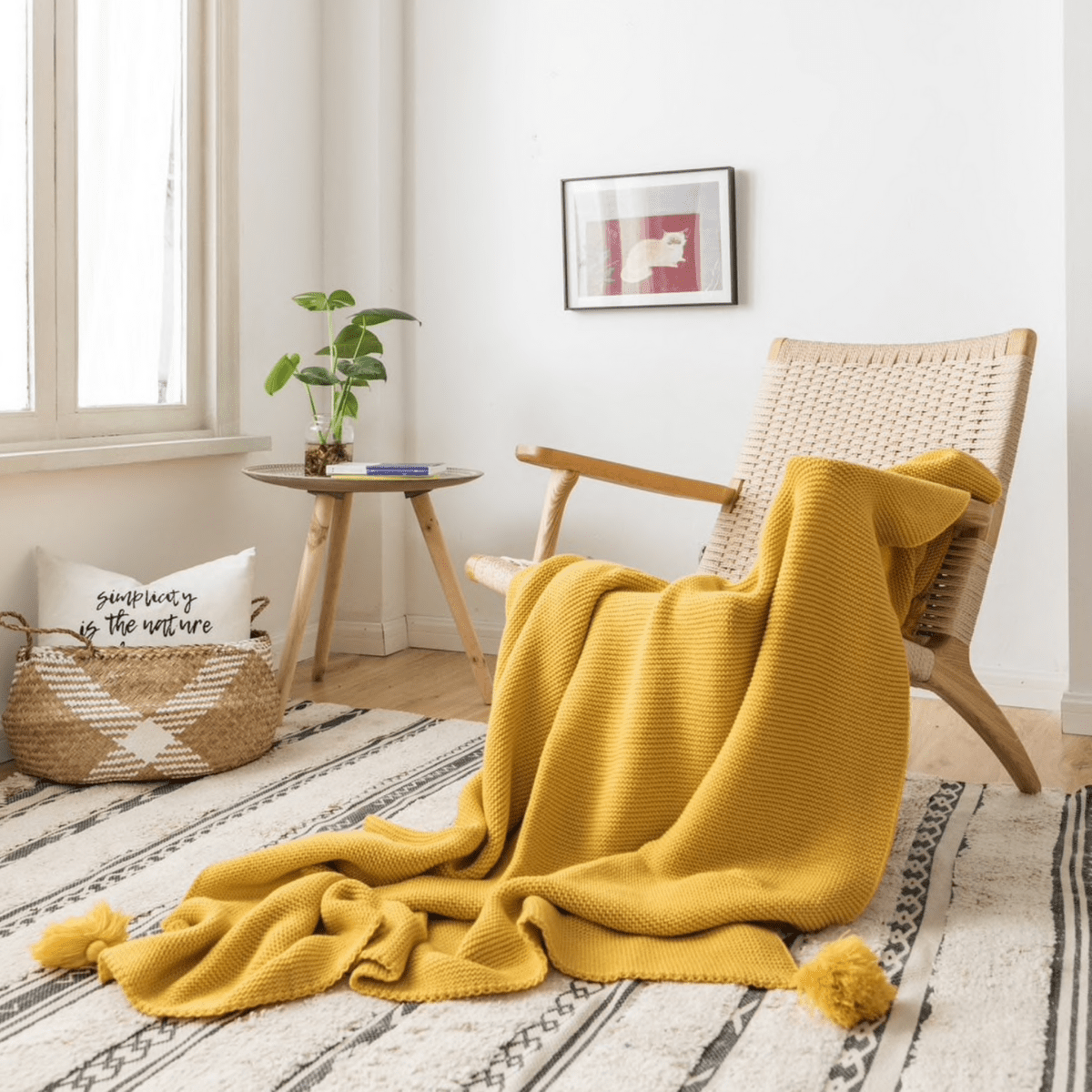 Plaid de qualité en laine chaude jaune Jaune / 130X160 cm