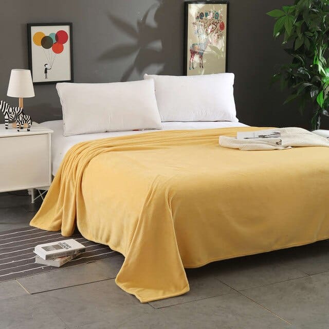 Plaid Polaire XXL - Jaune Clair de Luxe Jaune Clair / Taille L - 180x220 cm