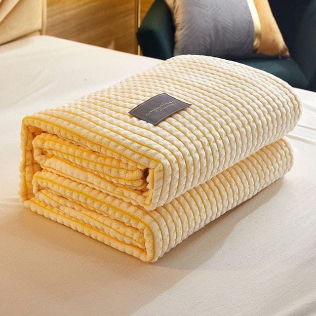 Plaid Polaire Flanelle Jaune - Collection Cosy Chic Jaune / M - 120x200 cm Plaid confort individuel | Fauteuil & sieste