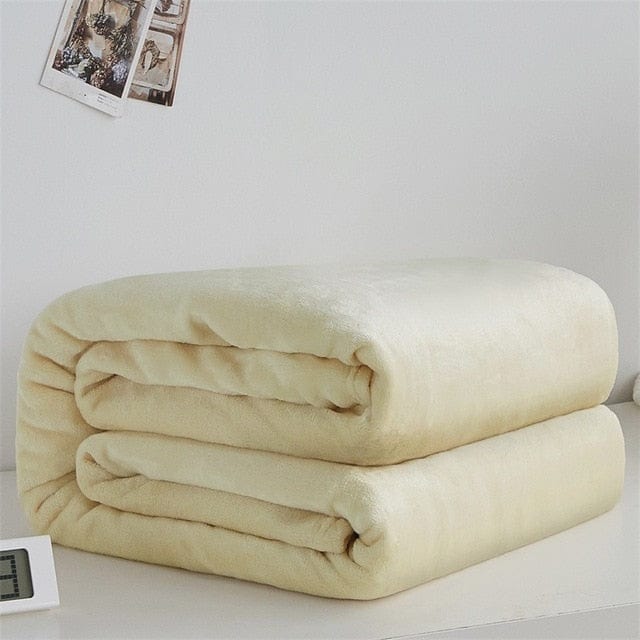 Plaid Polaire Chaud Uni Jaune Pâle - Collection Luxe Cosy Jaune Pâle / Taille L - 150x200 cm