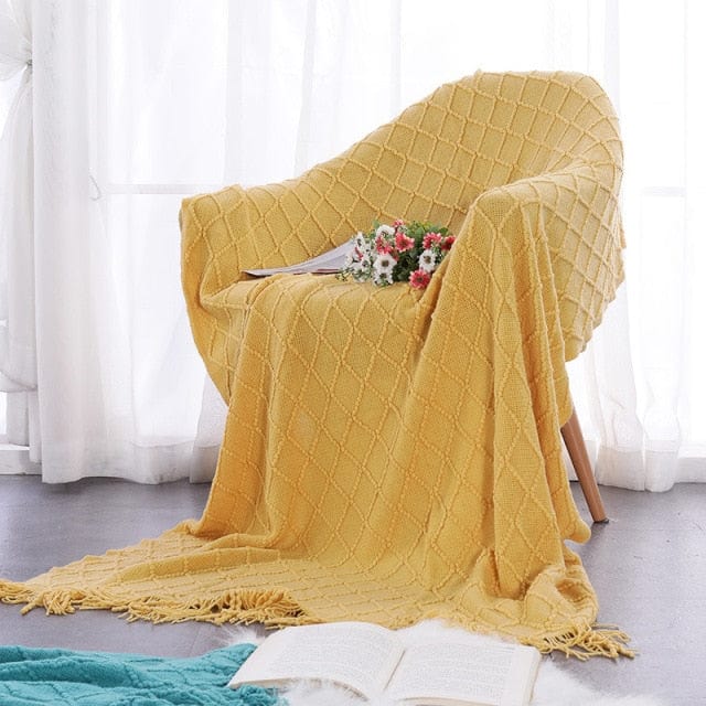 Plaid en Laine 100% Pure - Jaune Jaune / Taille M - 130x170 cm