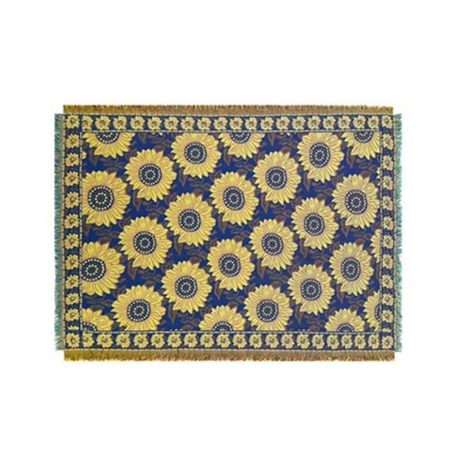 Plaid Ethnique Fleurs - Collection Exotique Jaune / Taille S - 90x180 cm