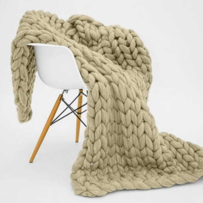 Plaid En Maille XXL Kaki Kaki / Taille M - 100x120 cm