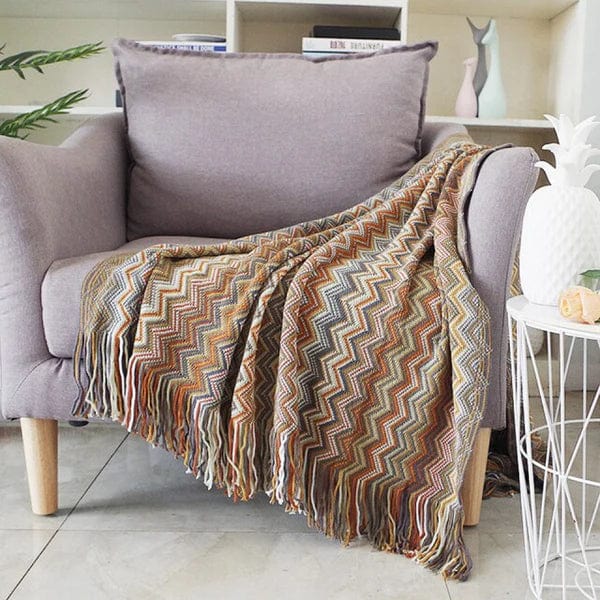 Plaid Bohème en Laine Marron Marron / Taille M - 130x170 cm