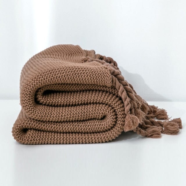 Plaid en Laine du Portugal - Marron Marron / Taille M - 130x170 cm