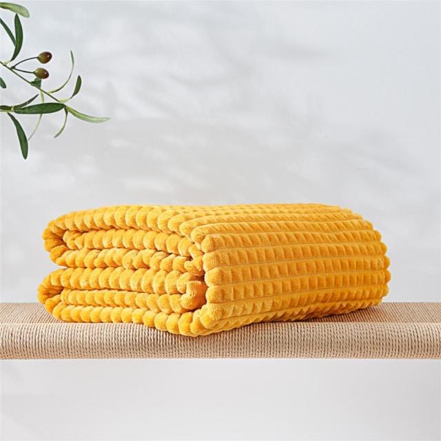 Plaid Polaire pour Canapé Moutarde / 130x150 cm