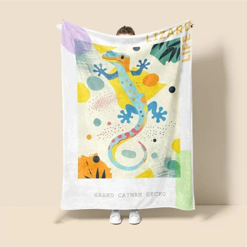 Plaid Personnalisé Lézard Vif Multicolore / Taille L - 150x200 cm (Taille identique à l'image)