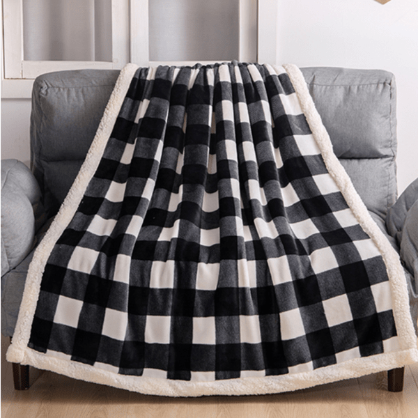 Plaid Écossais Chaud Noir et Blanc - Collection Cosy Chic Noir & Blanc / 130x150 cm