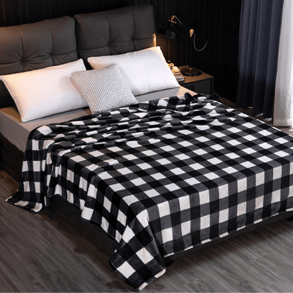 Plaid Élégance Écossaise Noir et Blanc Noir & Blanc / 130x150 cm