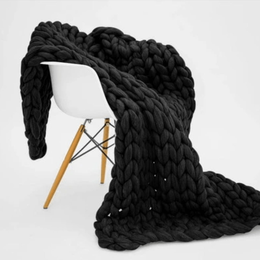 Plaid en Grosse Maille Noir Noir / Taille M - 100x120 cm