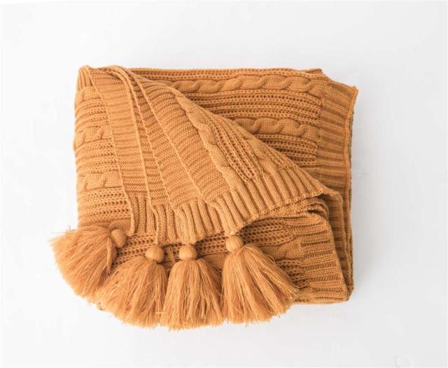 Plaid en Laine Torsadée Orange Sunset Orange / Taille M - 130x160 cm