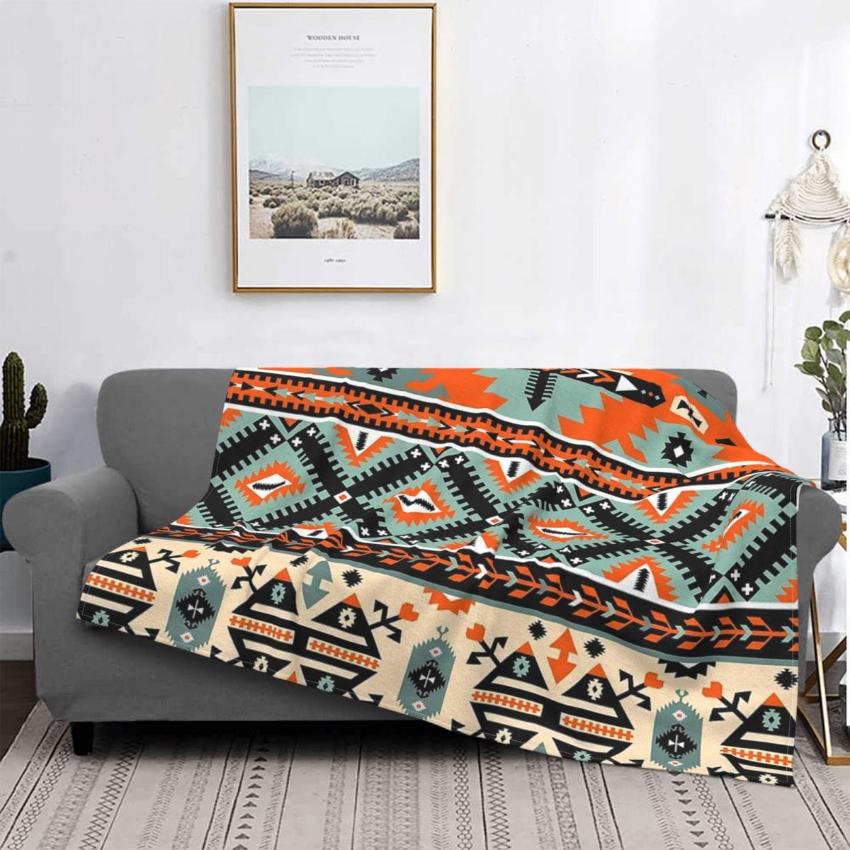 Plaid Bohème Multicolore Orangé