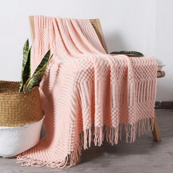 Plaid Cosy Scandinave en Rose