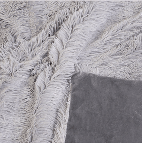 Plaid en Fausse Fourrure Gris Clair