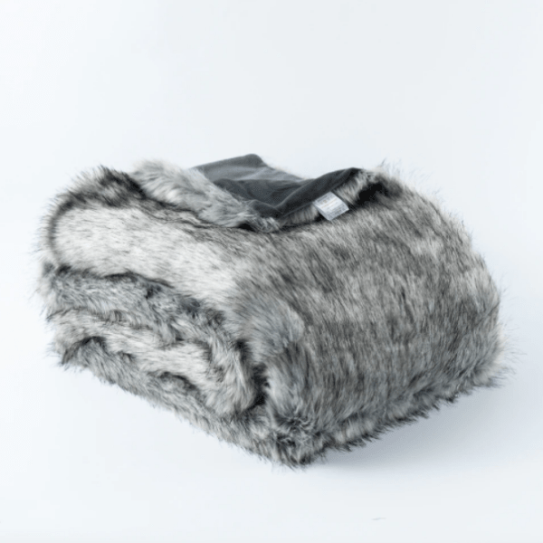 Plaid en Fausse Fourrure Luxe Gris