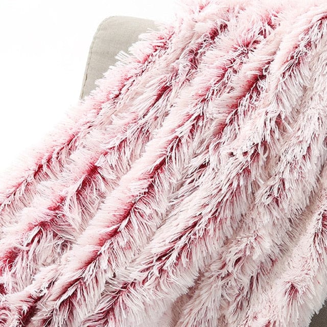 Plaid en Fausse Fourrure Rouge Luxueux
