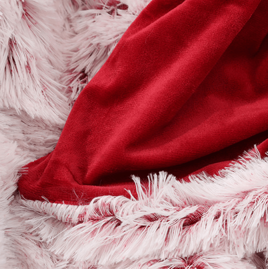 Plaid en Fausse Fourrure Rouge Luxueux