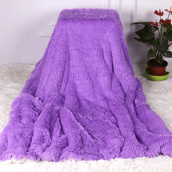 Plaid en Fausse Fourrure Violet Luxueux