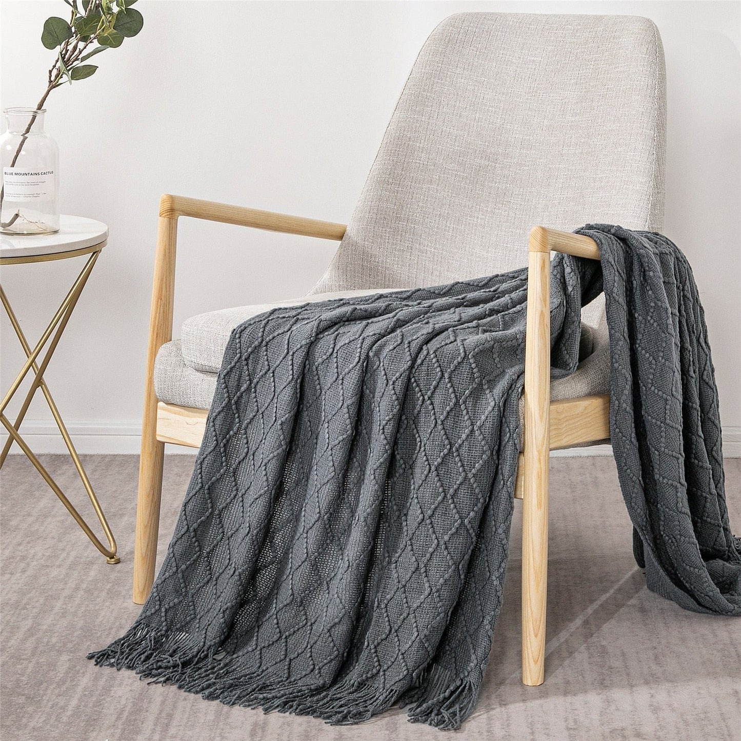 Plaid en Laine Grise Anthracite
