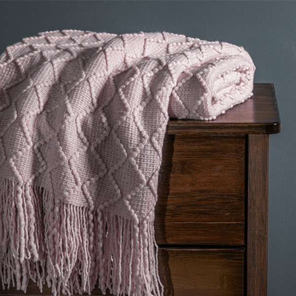 Plaid en Laine Rose Pâle