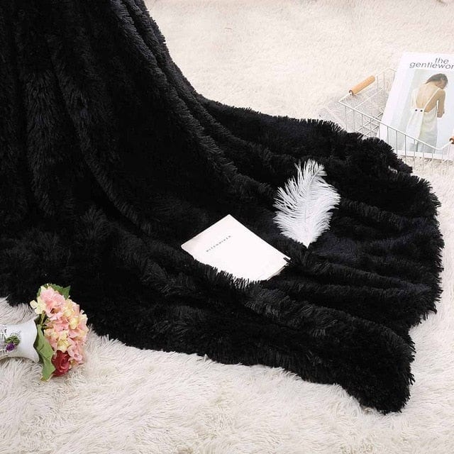 Plaid Fausse Fourrure Noir Luxe