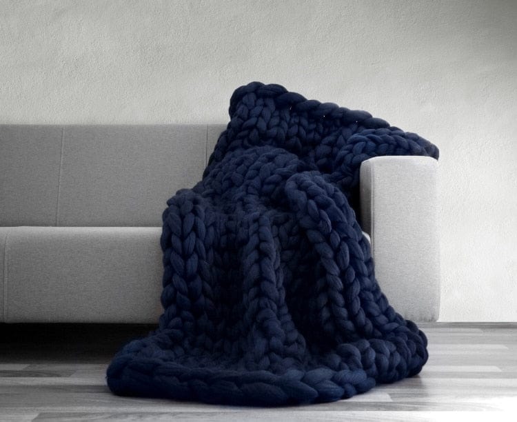 Plaid Grosse Maille Bleu Océan - Collection Mer Éclatante