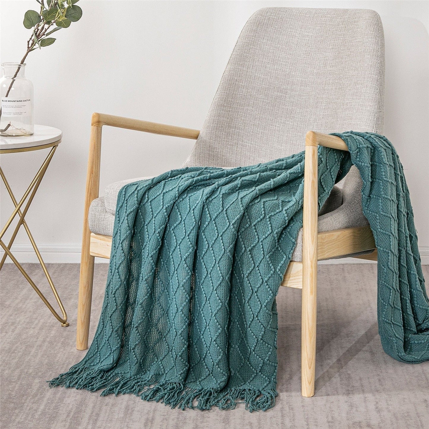 Plaid Laine Bleu Canard - Collection Élégance