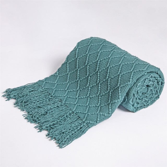 Plaid Laine Bleu Canard - Collection Élégance
