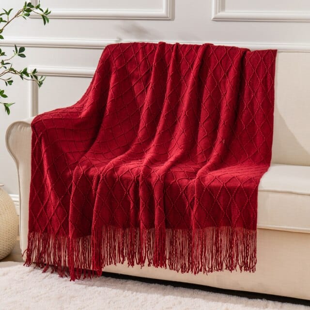 Plaid Laine Élégant en Rouge