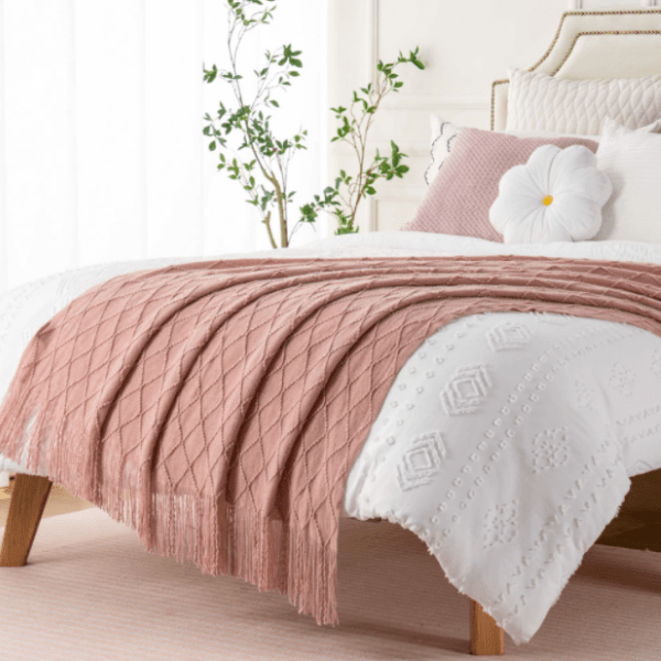 Plaid Laine Élégant Rose Poudré - Collection Chic Home