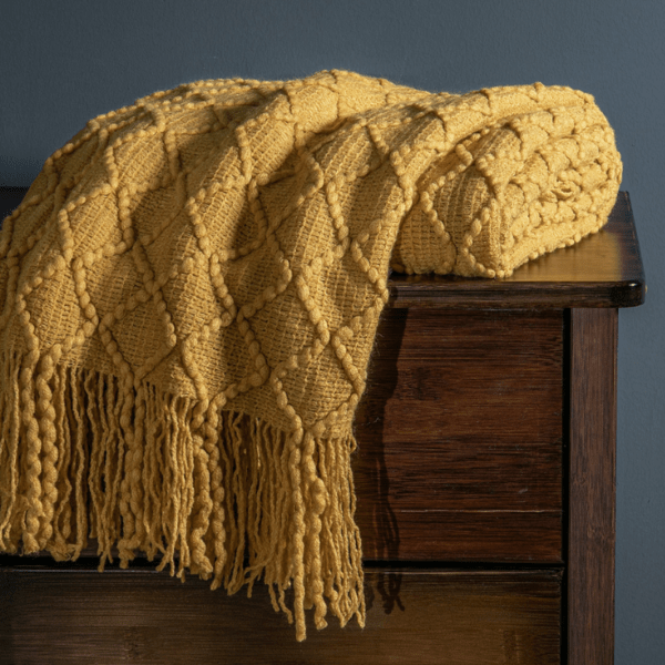 Plaid Laine Moutarde Yellow Gold