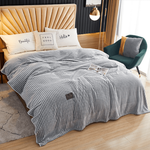 Plaid Polaire Flanelle Bleu Marine - Collection Cozy Warmth