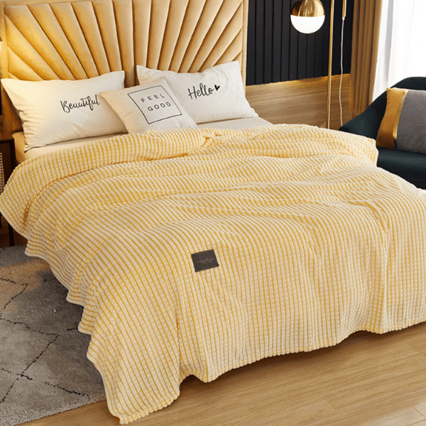 Plaid Polaire Flanelle Jaune - Collection Cosy Chic