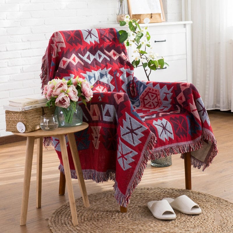 Plaid Rouge Ethnique Folklore