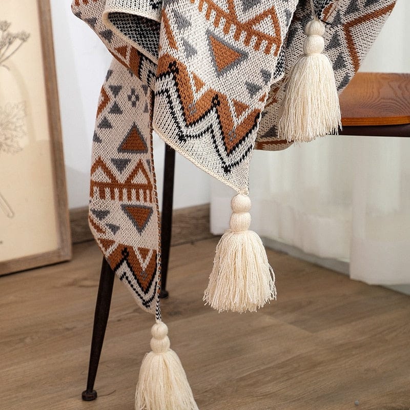 Plaid Scandinave de Luxe avec Pompon