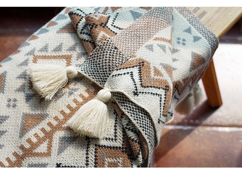Plaid Scandinave de Luxe avec Pompon