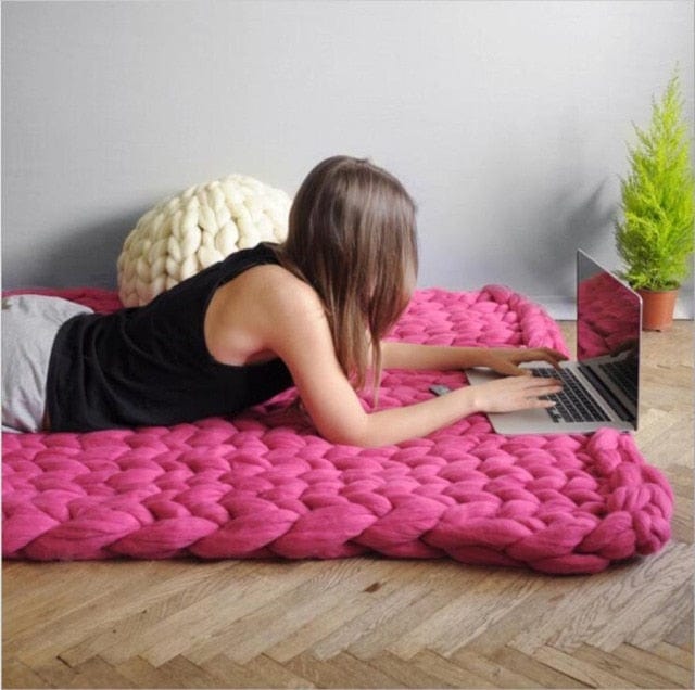 Plaid Rose Bonbon en Grosse Maille Rose Bonbon / Taille M - 100x120 cm